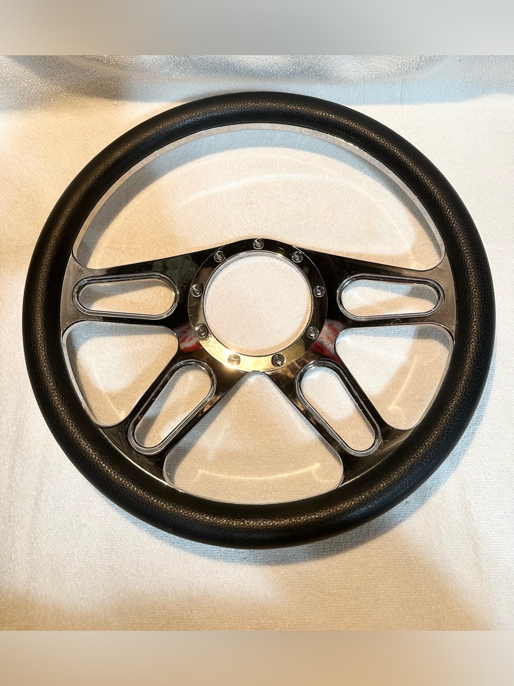 Steering wheel 14” chrome plated billet 9 hole
